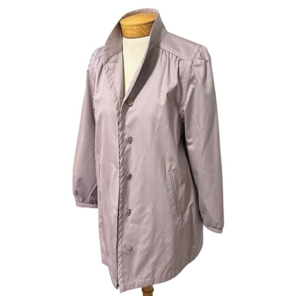 Vintage 80's London Fog Women's Medium Length Button Up Lavender Purple Car Coat